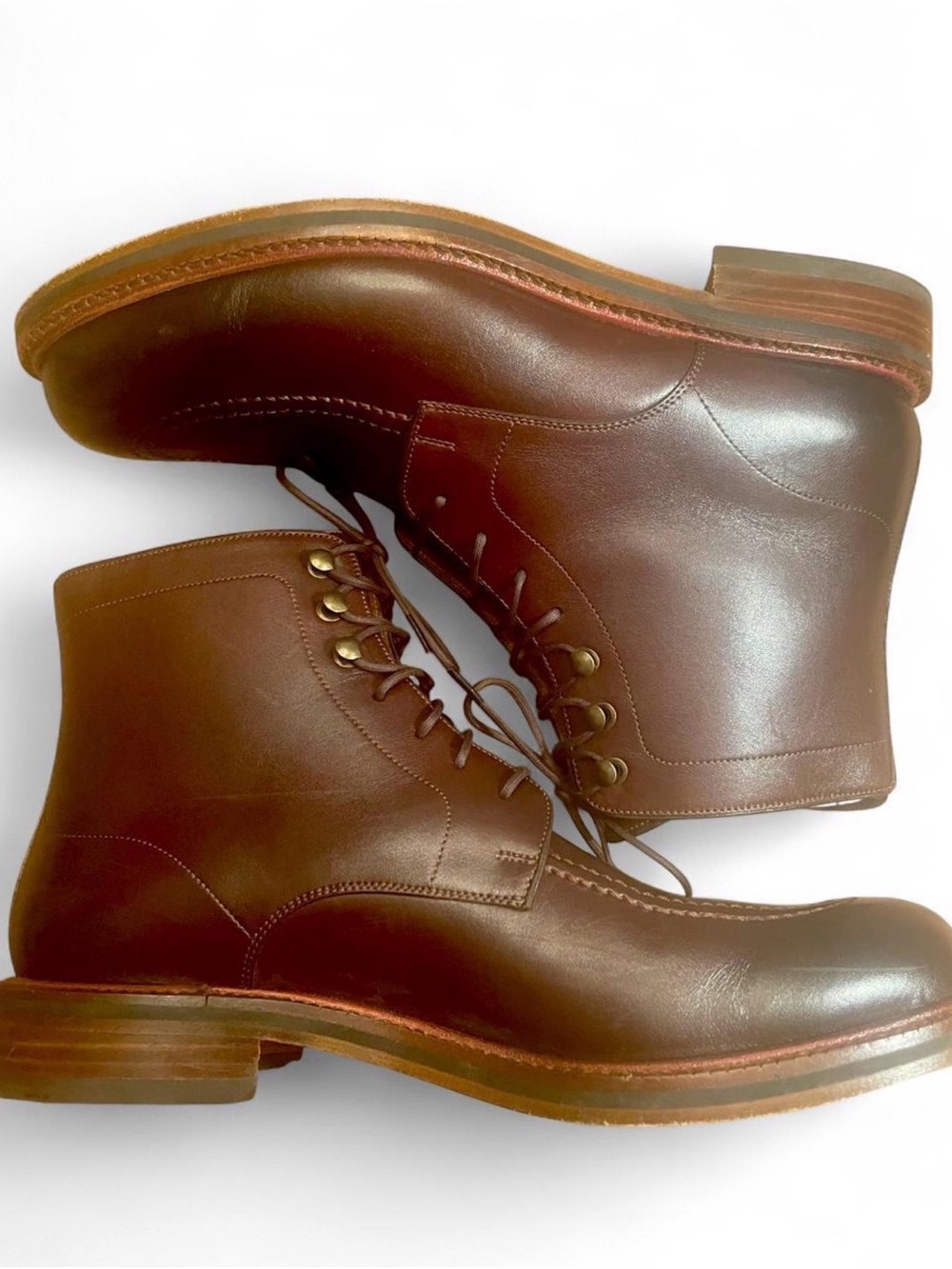 Beckett Simonon Gallagher Brown Leather MocToe Boots M 8.5 Blake Stitch Like New